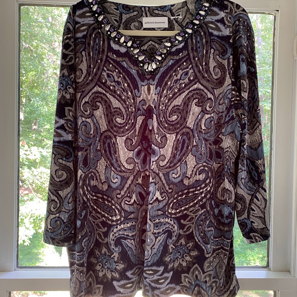 Blue Black White Tunic XL